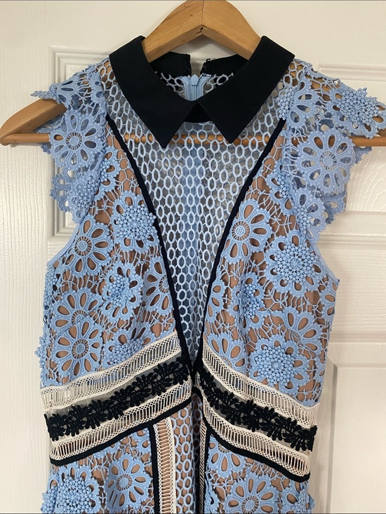 Self-Portrait Dresses & Skirts - Self-Portrait Blue and Black Floral Lace Midi Dress